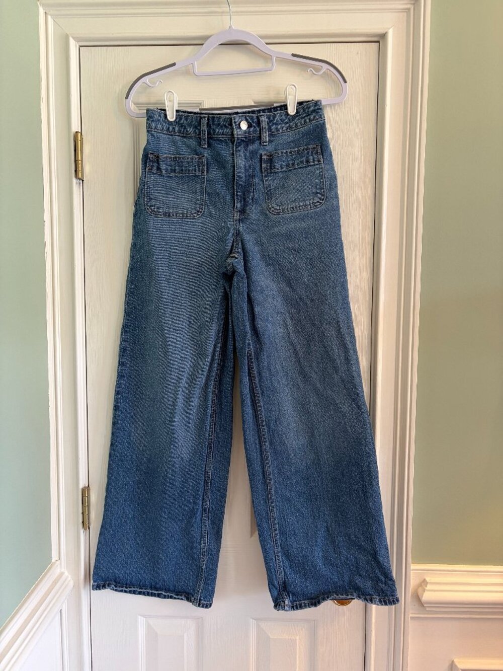 Free Assembly Wide Leg Front and Back Pocket Jeans 6 Short